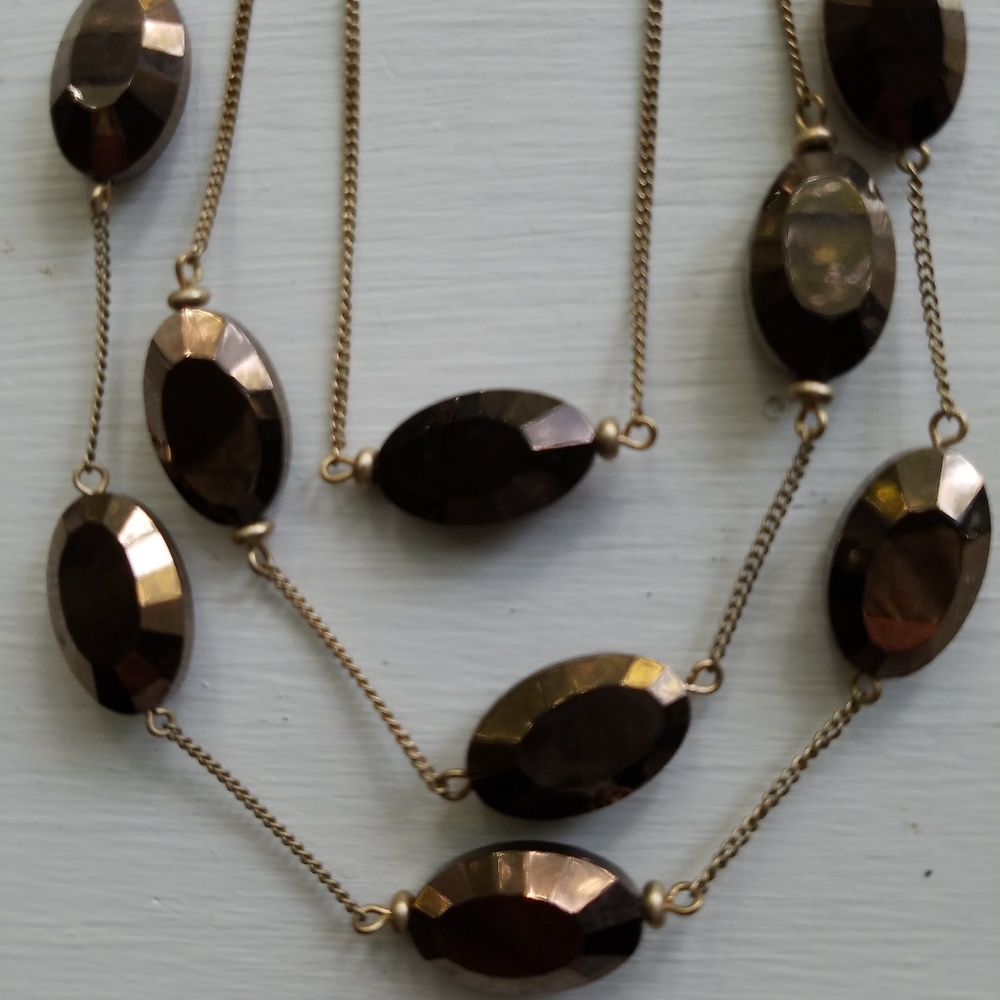 Kenneth Cole bronze beaded three tier necklace